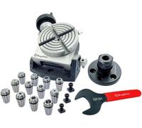 Buyohlic 4" |100mm 4 Slot Tilting Rotary Table with (ER25-12Pcs Collet Set (Range 1/8-5/8'')) with ER Adaptor & T-Nuts with Spanner (ER16-12Pcs Collet Set (Range 1/32-3/8''))