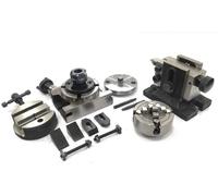 Buyohlic Combo of 3'' Inch 80mm Rotary Table with ER16 Collet Adapter, M6 Clamp Kit,Round Vice,Tailstock, 70mm 4Jaw Independent Chuck wth Back Plate & T-Nuts