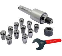 Buyohlic ER16-12 Pcs Collet Set (Range1/32-3/8") Collet Live Revolving Center With Spanner (Morse Taper (MT2))