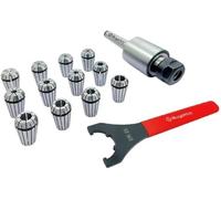 Buyohlic ER25-12 Pcs Collet Set (Range 1/8-5/8") Collet Live Revolving Center With Spanner (Morse Taper (MT3))