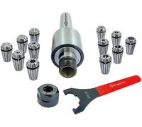 Buyohlic ER25-12 Pcs Collet Set (Range 1/8-5/8") Collet Live Revolving Center With Spanner (Morse Taper (MT2))