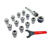 Buyohlic ER25-12 Pcs Collet Set (Range 1/8-5/8") Milling Collet Adopter With Spanner (MT2)