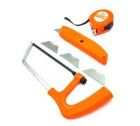 Buyohlic Hand Tool Set 1 Pc x Mini Hacksaw Hand Saw, 1 x Utility Knife 1 x 3 Mtr Measuring Tap Small Combos