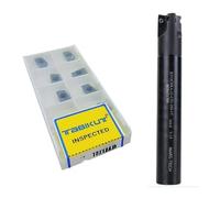 Buyohlic Indexable End Mill 200mm Length | Shoulder Milling Cutter | 10 Pieces BDMT1704 Carbide Insert Free (Diameter 32mm-Ren 200mm-32mm Shank 3T)