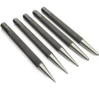 Buyohlic Set of 5 Pcs Center Punch-Imperial Standard Hard Metal-Wood Working Hand Tools ((Round Head))