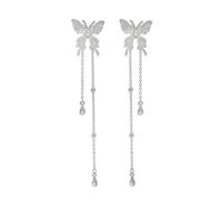 Buyongwant - Butterfly Earrings for Women, Y2K Irregular Design, Silver Color, Small-Scale, Alloy Steel, Not a Gemstone