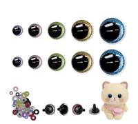 Buyongwant Safety Eyes for Crocheting with Washers, 5 Sizes Amigurumi Eyes 3D Glitter, 152Pcs Moon Stuffed Crochet Eyes for Animal Doll Crafts, Multicolor