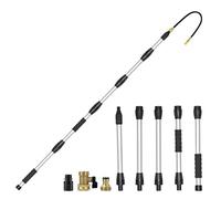 Buyplus Gutter Cleaner Tools from The Ground, Rain Gutter Cleaner Hose Attachment with Extension Poles Up to 8FT, Bendable Gutters Wand | 5 Spray Patterns, Perfect for Garden Hose