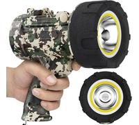 BUYSIGHT Rechargeable Headlamp Flood Combo, 200,000LM IP67 Waterproof COB Spotlight Handheld Search Light Impact Resistant with Foldable Bracket and Removable Red Lens (Camouflage Green-COB)