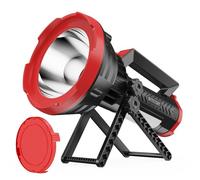 BUYSIGHT Rechargeable Spotlight Flashlight, 1000,000 lumens 600 Yards Range IP65 Waterproof Spot Lights Handheld Large searchlight with red Lens Side Flood Light Light USB C Recharge (Crimson Plus)