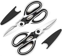 Buystarget 2 Pack Kitchen Scissors, Heavy Duty Kitchen Scissors, Stainless Steel Kitchen Shear with Cover, Sharp Cooking Scissors for Meat Chicken Fish Nut Vegetable Herb, Bottle Opener