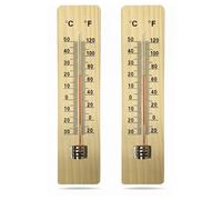 Buystarget 2pcs Wooden Wall Thermometer Outdoor Indoor Thermometers Garden Greenhouse Kitchen Wood Grain Hanging Vertical Temperature Meter Monitor Gauge Fahrenheit, Celsius Scales Incubator Room