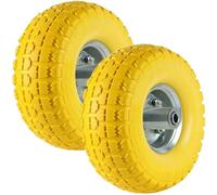 Buystarget 2x 10" Hand Truck Tyres 4.10/3.50-4 Solid Rubber Tyre PU Foam Filled Wheel Yellow Sack Tyre for Trolley Cart Sack Truck Wheel Barrow Replacement Wheel Puncture Proof