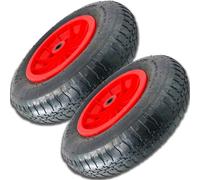 Buystarget 2x 14" Pneumatic 3.50-8 Wheelbarrow Tyres Wheel Pneumatic Sack Truck Trolley Wheel Puncture Proof Tyre Complete for Garden Trolley Barrow Trailer Truck Red & Black 2 Pack