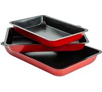 Buystarget 3 Pc Non Stick Baking Roasting Cooking Tray Set Oven Dish Bake Pan Bakeware Easy Clean Kitchen Accessory