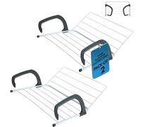 Buystarget 9 Bar Radiator Clothes Airer Foldable Extendable Clothes Drying Rack Towel Holder with Adjustable Arms Folds Flat Easy Storage Durable Laundry Drying Rack 7 Meters of Drying Space (2 Pack)