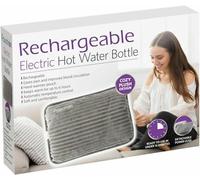 Buystarget Electric Hot Water Bottle Ultra Soft Grey Rechargeable Bed Hand Pouch Warmer Massaging Heat Pad Cozy Overheat Protection Low Cost Energy Efficient Detachable Connector (Grey Stripe Plush)