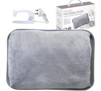 Buystarget Rechargeable Electric Hot Water Bottle Soft Cosy Hand Body Warmer Massaging Heat Pad Over Heat Protection Portable Fast Heating Pain Relief Cramps Sore Muscles Arthritis (Grey Plush)
