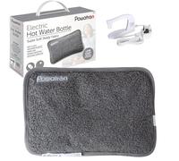 Buystarget Rechargeable Hot Water Bottle Super Soft Teddy Fabric Grey Cover Electric Bed Hand Warmer Massaging Therapy Heat Pad Cozy Overheat Protection Low Cost Energy Efficient Detachable Connector