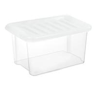 Buystarget Storage Box with Lid Large Plastic Storage Boxes Container Strong BPA Free Stackable Nestable Non Toxic Containers Transparent Kitchen Home Office Toys Shoes Parcel (30 L Clear Lid)