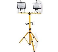 Buystarget Tripod Halogen Work Light Twin Head 500W R7s Bulb 2X Extra Bright Lights Floodlight, Adjustable Steel Stand Outdoor Indoor Worklight Workshop Job Construction Site Spotlight Lamp