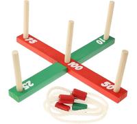 Buystarget Wooden Ring Toss Games - Quoits Games set 5pcs Rope Rings Sports Throwing Game for Family Fun Garden Park Beach Party Indoor/Outdoor