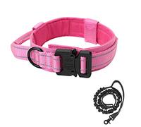 BUYTER Reflective Nylon Tactical Dog Collar Military Adjustable Durable For Large German Shepherd Outdoor Working Training Walking with Leash