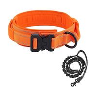 BUYTER Reflective Nylon Tactical Dog Collar Military Adjustable Durable For Large German Shepherd Outdoor Working Training Walking with Leash