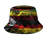 Buytruew Smoke Flag of Zimbabwe Bucket Hat Unisex Sun Hat Fisherman's Hat Summer Travel Bucket Beach Sun Hat Black