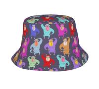 Buytruew Unisex Bucket Hat Rainbow Monkeys Hiking Sun Cap for Women Men