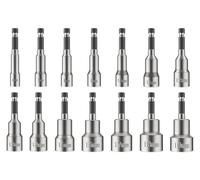 BUYTUS 65mm Length Electric Power Impact Wrench 1/4" Hex Shank Metric Socket Bit 7/9/14PCS Set 6-19mm Magnetic(65mm-14pcs)