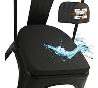 BUYUE 14" Metal Chair Cushions with Magnetic Set of 4, Luxury PU Leather Waterproof Anti-Slip Seat Pads for Kitchen Cafe Dining Bistro Stackable Chairs (U-Shape, Black, 4)