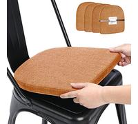 BUYUE Friendly Woven Fabric 14x14 Magnetic Cushions for Metal Chair Set of 4, Enhanced Anti-Slip Seat Pads for Dining Kitchen Café Stackable Chairs (U-Shape, Orange, 4 Counts)