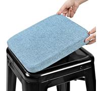BUYUE Friendly Woven Fabric Magnetic Bar Stool Cushion 1 Piece, Enhanced Anti-Slip Breathable Small Chair Seat Pad for Café Bistro Stackable Metal Stool (Square, Light Blue, 1)