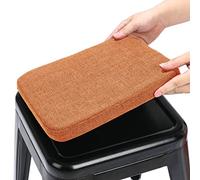 BUYUE Friendly Woven Fabric Magnetic Bar Stool Cushion 1 Piece, Enhanced Anti-Slip Breathable Small Chair Seat Pad for Café Bistro Stackable Metal Stool (Square, Orange, 1)
