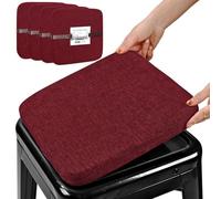 BUYUE Friendly Woven Fabric Magnetic Bar Stool Cushions Set of 4, Enhanced Anti-Slip Breathable Small Chair Seat Pads for Café Bistro Stackable Metal Stools (Square, Red, 4 Counts)