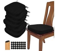 BUYUE Thickened 2.5" Dining Chair Cushions Set of 6, U-Shape High Density Foam Comfortable Chair Pads for Kitchen, Slip Resistant Indoor Seat Cushions (6 PCS, Black)