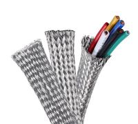 BuyUneed Tinned Copper Metal Braid Sleeving Wire Shielding Sleeve Braided Copper Ground Straps EMI/RFI Interference Expandable Flat Mesh Shielding Cable for Protect Wire (1/2inch-13ft)