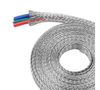 BuyUneed Tinned Copper Metal Braid Sleeving Wire Shielding Sleeve Braided Copper Ground Straps EMI/RFI Interference Expandable Flat Mesh Shielding Cable for Protect Wire (5/16inch-22ft)