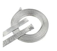 BuyUneed Tinned Copper Metal Braid Sleeving Wire Shielding Sleeve Braided Copper Ground Straps EMI/RFI Interference Expandable Flat Mesh Shielding Cable for Protect Wire (1/2inch-22ft)