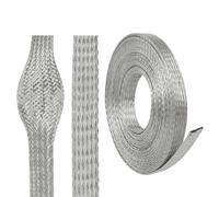 BuyUneed Wire Shielding EMI RFI ESD Signal Screening Tinned Copper Metal Braid Ground Strap Cable Sleeve Mesh 5/16" ID (1/2 inch - 8ft)