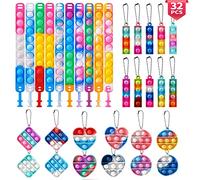 BuYupop Fidget Toys Pack, 32 Pcs Pop Keyring It Pack Party Bag Fillers For Kids, Mini Keychain Toys, Desk Toy Wrap Stress Reliever Anti-Anxiety, Office Kids Adults