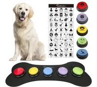 BUYVIKAY Set of 5 Color Dog Buttons with Rubber Mat for Communication,Voice Recording Button,Dog Talking Buttons,Pet Buttons,Dog Training & Behavior Aids,Dog Button Mat for Animal Training
