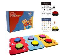 BUYVIKAY Set of 6 Color Dog Buttons with Three Mats and Stickers, Dog Training Buzzer, Dog Communication, Record & Playback Your Own Message to Teach Your Dogs Voice What They Want