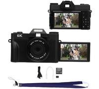 BuyWeek 6K 64MP Digital Camera with WiFi, HD Vlogging Camera with 16X Zoom and Auto Focus with 180 Degree Rotatable Screen 3 Inches, Selfie, LED Flash/Light (Black)