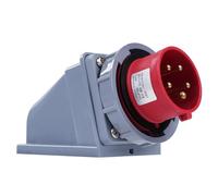 BuyW EE Wall Mounted Plug 16A/415V 5 Pin Industrial Plug 3P+N+E Wall Socket IP67 Waterproof Weather Proof Trailing Plug & Socket,for Outdoor Power Connection Use, Red