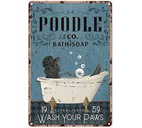 Buywell Bathroom Art Wall Decor Bath Soap Company Black Poodle Wash Your Paws Vintage Home Decor Poster Decor Poster Wall Art Tin Sign Decor Metal Sign Poster 8X12 Inches
