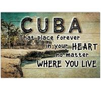 Buywell Cuba Forever in Your Heart No Matter Where You Go Horizontal, Metal Tin Plate Birthday Women Men 12x8inch