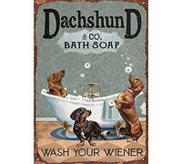 Buywell Dog Co. Bath Soap,Wash Your Weiner,Funny Dog Poster,Dog Mom Gift Decor Poster Wall Art Tin Sign Decor Metal Sign Poster 8X12 Inches