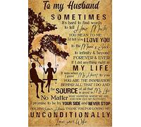 Buywell Family Tree Poster for My Husband, Hard to find Words to Express How Thankful You are for Your Unconditional Love I Love Your Wife Metal Tin Plate Birthday Women Men 5.5x8inch